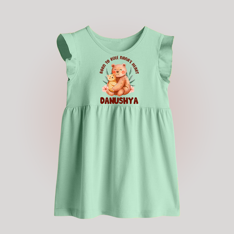 Born To Rule Nana's Heart Baby Frock | Personalized Baby Frock for Nana's Little Ruler - MINT GREEN - 0 - 3 Months Old (Chest 17")