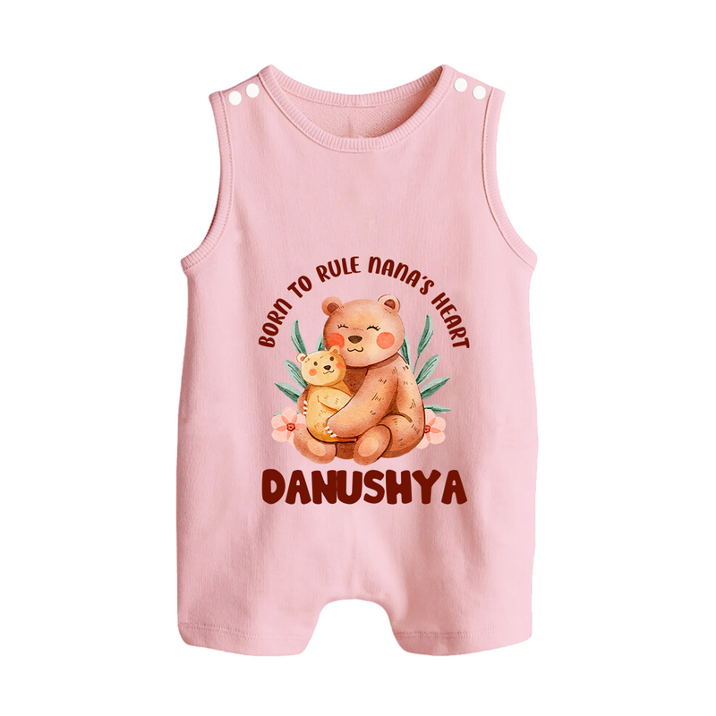 Born To Rule Nana's Heart Romper Suit / Sleeveless Romper | Personalized Baby Romper Suit / Sleeveless Romper for Nana's Little Ruler - BABY PINK - 0 - 5 Months Old (Chest 18")
