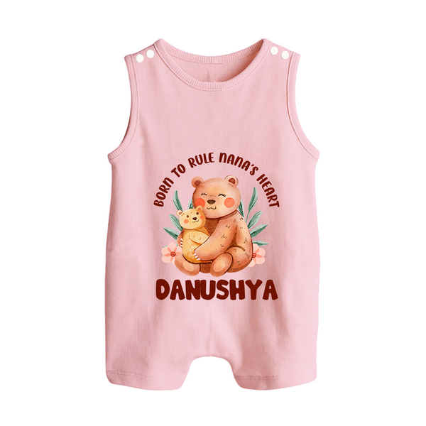 Born To Rule Nana's Heart Romper Suit / Sleeveless Romper | Personalized Baby Romper Suit / Sleeveless Romper for Nana's Little Ruler - BABY PINK - 0 - 5 Months Old (Chest 18")
