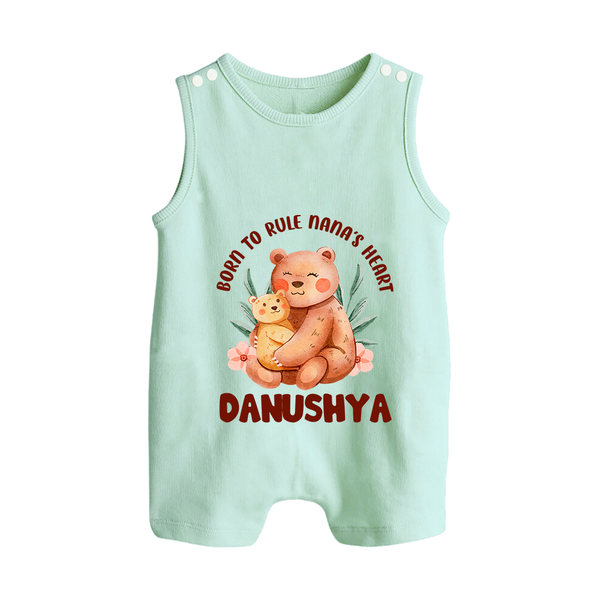 Born To Rule Nana's Heart Romper Suit / Sleeveless Romper | Personalized Baby Romper Suit / Sleeveless Romper for Nana's Little Ruler - MINT GREEN - 0 - 5 Months Old (Chest 18")