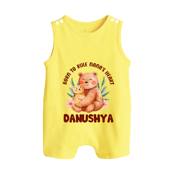 Born To Rule Nana's Heart Romper Suit / Sleeveless Romper | Personalized Baby Romper Suit / Sleeveless Romper for Nana's Little Ruler - PASTEL YELLOW - 0 - 5 Months Old (Chest 18")