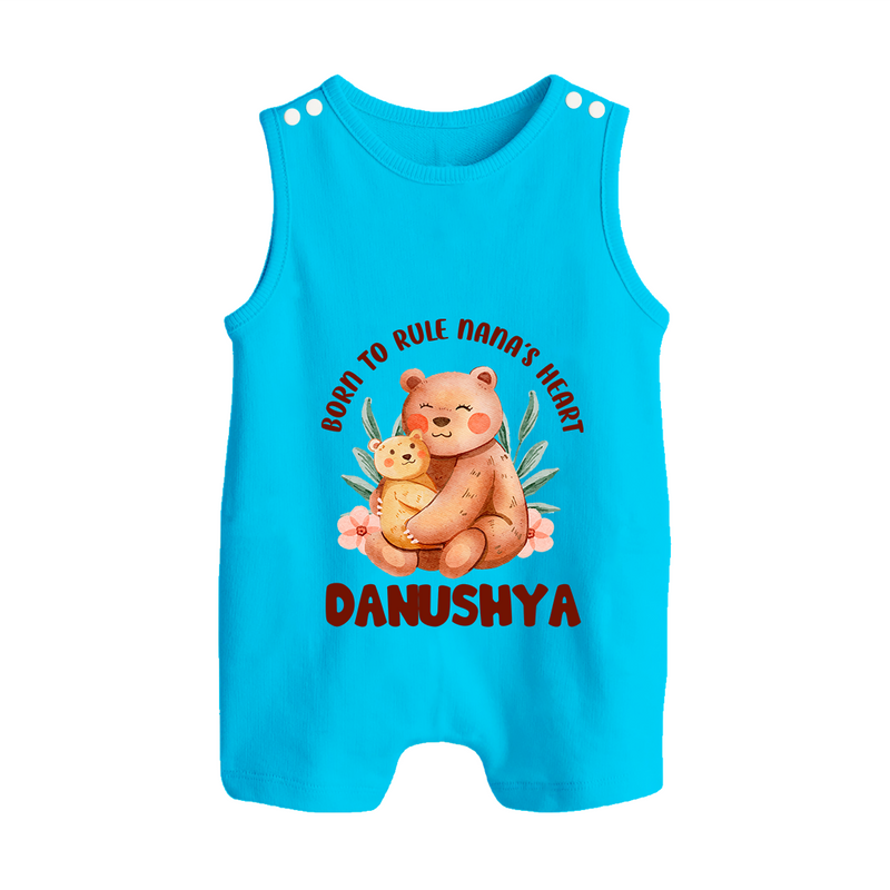 Born To Rule Nana's Heart Romper Suit / Sleeveless Romper | Personalized Baby Romper Suit / Sleeveless Romper for Nana's Little Ruler - SKY BLUE - 0 - 5 Months Old (Chest 18")