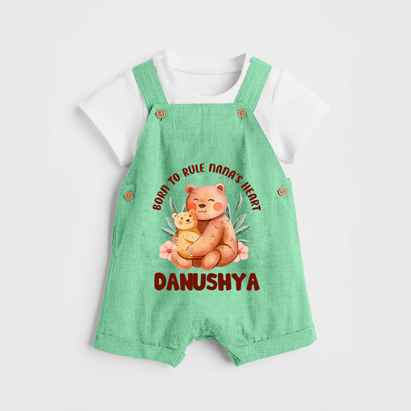 Born To Rule Nana's Heart Dungaree Set | Personalized Baby Dungaree Set for Nana's Little Ruler - GREEN - 0 - 5 Months Old (Chest 18")