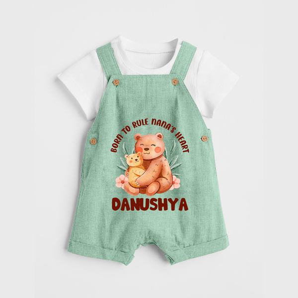 Born To Rule Nana's Heart Dungaree Set | Personalized Baby Dungaree Set for Nana's Little Ruler - MINT GREEN - 0 - 5 Months Old (Chest 18")