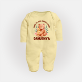 Born To Rule Nana's Heart Sleep Suit / Full Sleeve Body Suit | Personalized Baby Sleep Suit / Full Sleeve Body Suit for Nana's Little Ruler - PASTEL YELLOW - New Born (Chest 7.5")