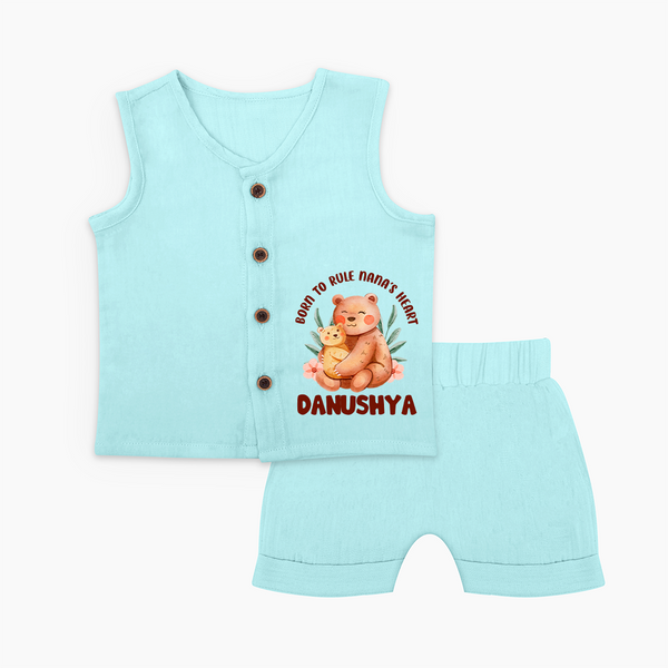 Born To Rule Nana's Heart Jabla Set | Personalized Baby Jabla Set for Nana's Little Ruler - BABY BLUE - 0 - 3 Months Old (Chest 9.8")