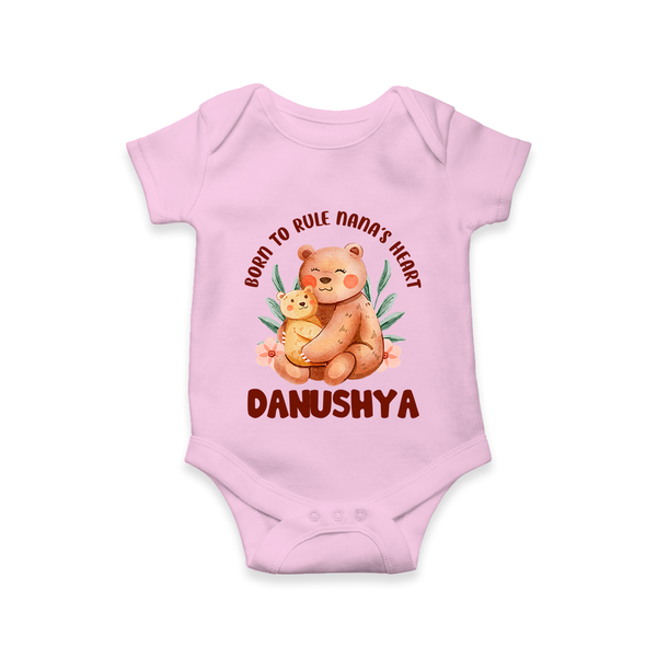 Born To Rule Nana's Heart Romper / Onesie | Personalized Baby Romper / Onesie for Nana's Little Ruler - BABY PINK - New Born (Chest 14")