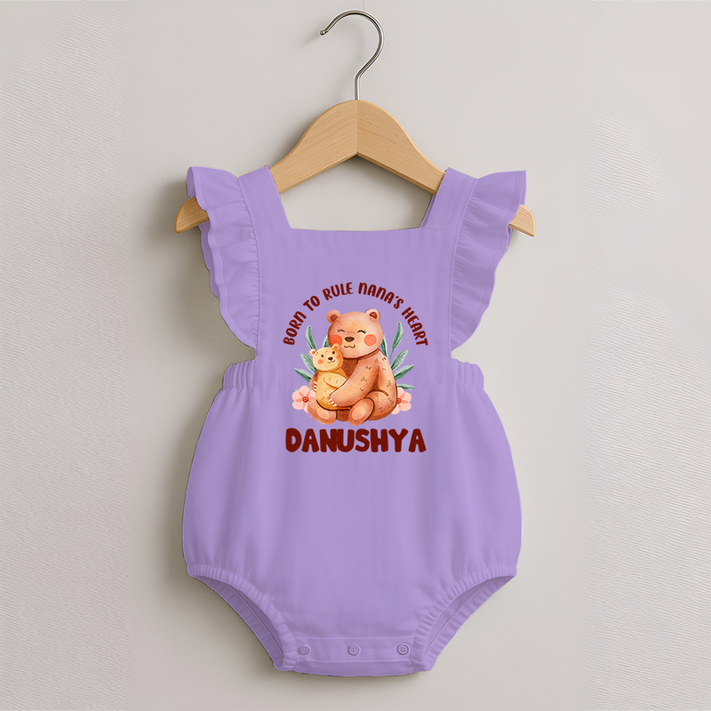 Born To Rule Nana's Heart Romper Frock | Personalized Baby Romper Frock for Nana's Little Ruler - LILAC - 0 - 3 Months Old (Chest 19")