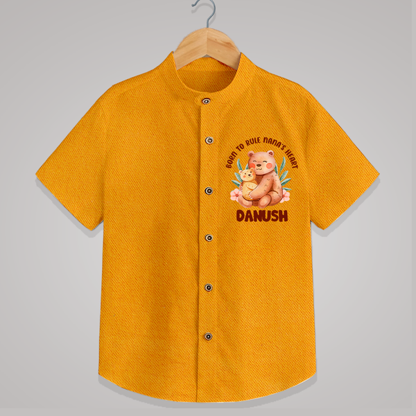 Born To Rule Nana's Heart Shirt | Personalized Baby Shirt for Nana's Little Ruler - CHROME YELLOW - 0 - 6 Months Old (Chest 23")