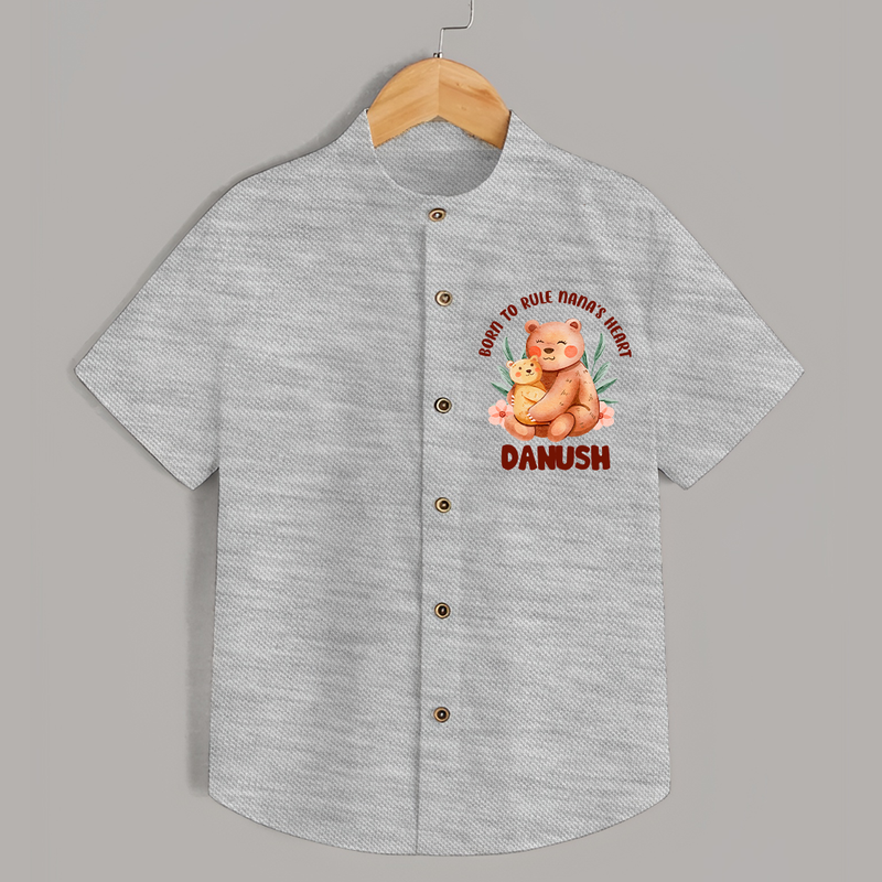 Born To Rule Nana's Heart Shirt | Personalized Baby Shirt for Nana's Little Ruler - GREY - 0 - 6 Months Old (Chest 23")