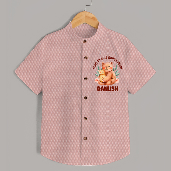 Born To Rule Nana's Heart Shirt | Personalized Baby Shirt for Nana's Little Ruler - PEACH - 0 - 6 Months Old (Chest 23")
