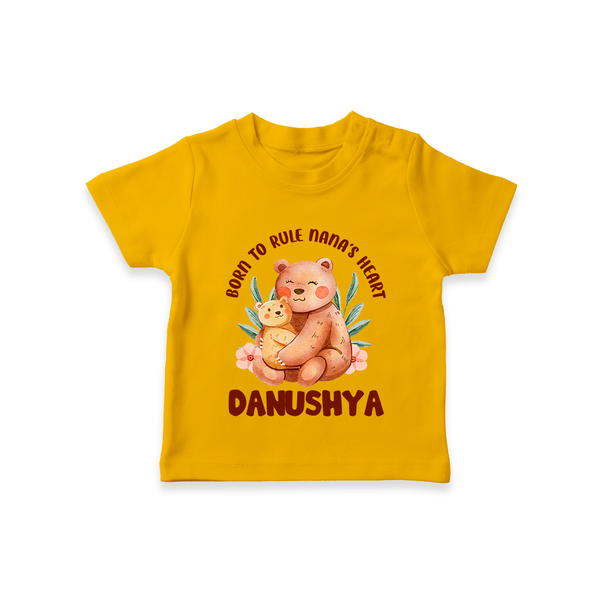 Born To Rule Nana's Heart T-Shirt | Personalized Baby T-Shirt for Nana's Little Ruler - CHROME YELLOW - 0-5 Months Old (Chest 17")