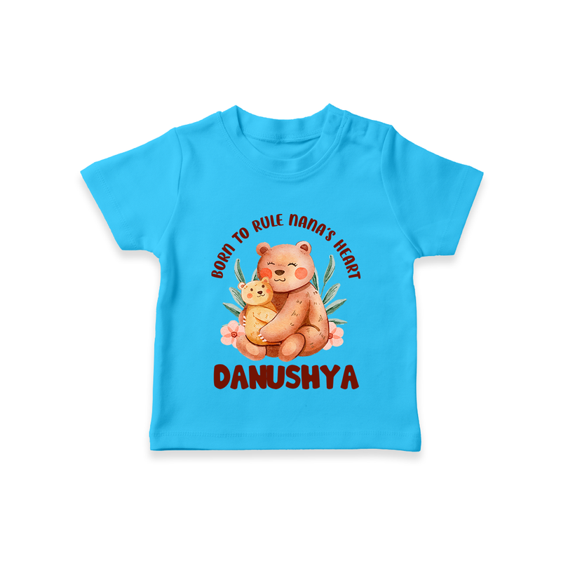 Born To Rule Nana's Heart T-Shirt | Personalized Baby T-Shirt for Nana's Little Ruler - SKY BLUE - 0-5 Months Old (Chest 17")