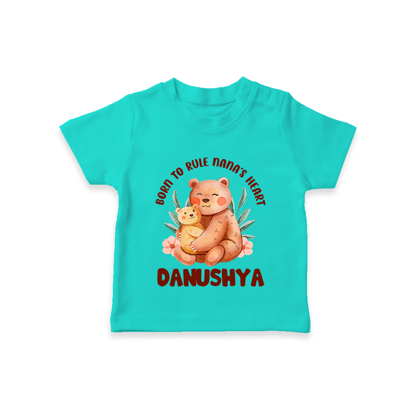 Born To Rule Nana's Heart T-Shirt | Personalized Baby T-Shirt for Nana's Little Ruler - TEAL - 0-5 Months Old (Chest 17")