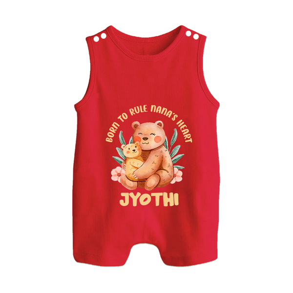 Born To Rule Nana's Heart Romper Suit / Sleeveless Romper | Personalized Baby Romper Suit / Sleeveless Romper for Nana's Little Ruler - RED - 0 - 5 Months Old (Chest 18")