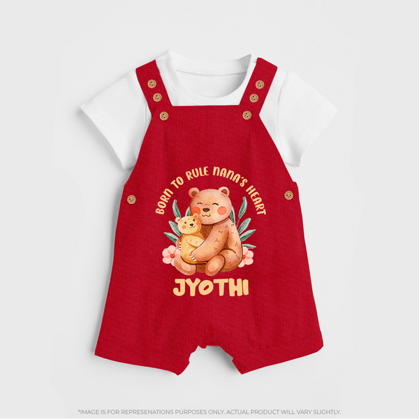 Born To Rule Nana's Heart Dungaree Set | Personalized Baby Dungaree Set for Nana's Little Ruler - RED - 0 - 5 Months Old (Chest 18")