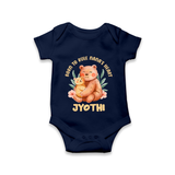 Born To Rule Nana's Heart Romper / Onesie | Personalized Baby Romper / Onesie for Nana's Little Ruler - NAVY BLUE - New Born (Chest 14")