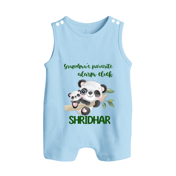 Grandma's Favourite Alarm Clock Romper Suit / Sleeveless Romper | Custom Baby Romper Suit / Sleeveless Romper for Grandma's Favorite - BABY BLUE - 0 - 5 Months Old (Chest 18")