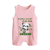 Grandma's Favourite Alarm Clock Romper Suit / Sleeveless Romper | Custom Baby Romper Suit / Sleeveless Romper for Grandma's Favorite - BABY PINK - 0 - 5 Months Old (Chest 18")