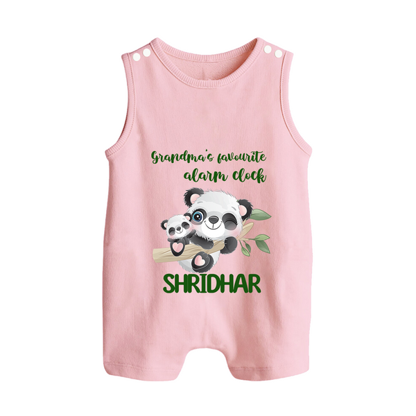 Grandma's Favourite Alarm Clock Romper Suit / Sleeveless Romper | Custom Baby Romper Suit / Sleeveless Romper for Grandma's Favorite - BABY PINK - 0 - 5 Months Old (Chest 18")