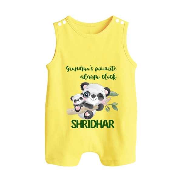 Grandma's Favourite Alarm Clock Romper Suit / Sleeveless Romper | Custom Baby Romper Suit / Sleeveless Romper for Grandma's Favorite - PASTEL YELLOW - 0 - 5 Months Old (Chest 18")