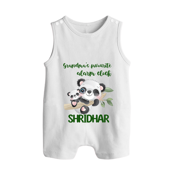 Grandma's Favourite Alarm Clock Romper Suit / Sleeveless Romper | Custom Baby Romper Suit / Sleeveless Romper for Grandma's Favorite - WHITE - 0 - 5 Months Old (Chest 18")