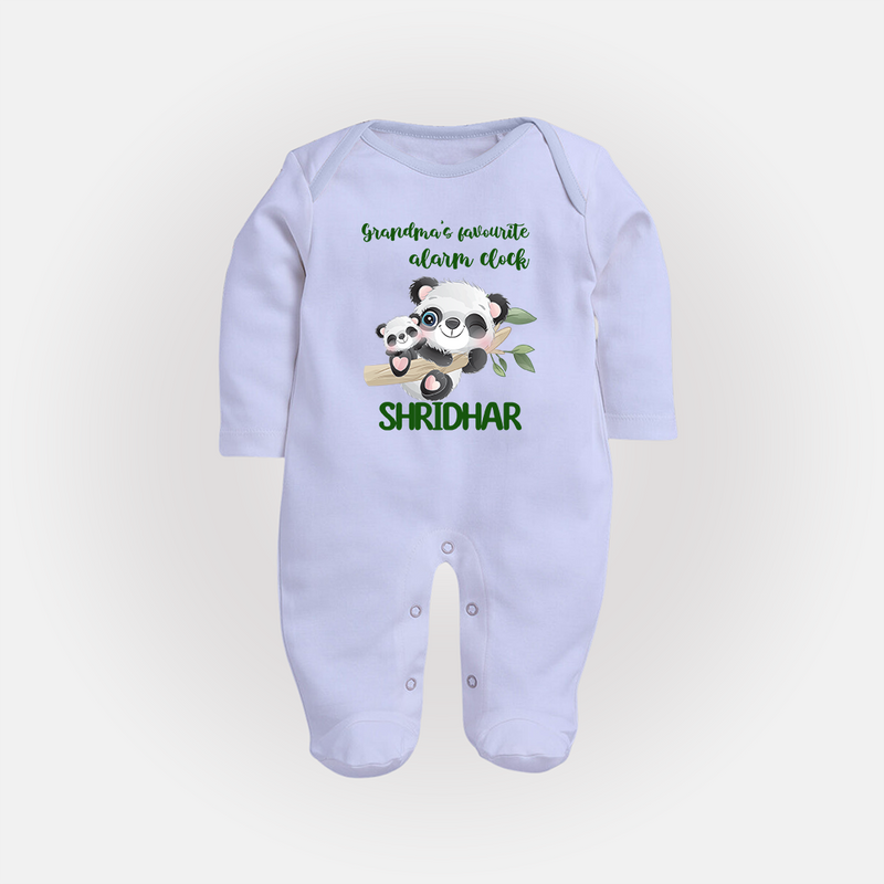 Grandma's Favourite Alarm Clock Sleep Suit / Full Sleeve Body Suit | Custom Baby Sleep Suit / Full Sleeve Body Suit for Grandma's Favorite - BABY BLUE - New Born (Chest 7.5")
