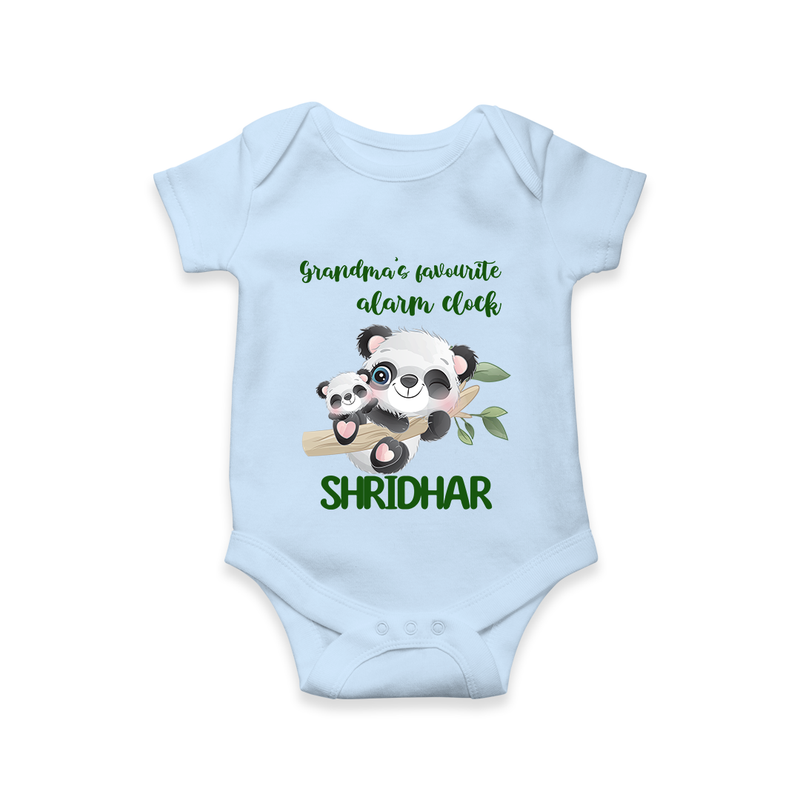 Grandma's Favourite Alarm Clock Romper / Onesie | Custom Baby Romper / Onesie for Grandma's Favorite - BABY BLUE - New Born (Chest 14")