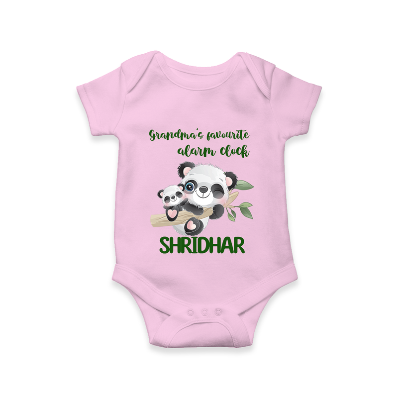 Grandma's Favourite Alarm Clock Romper / Onesie | Custom Baby Romper / Onesie for Grandma's Favorite - BABY PINK - New Born (Chest 14")