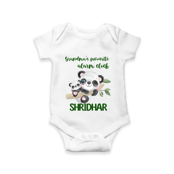 Grandma's Favourite Alarm Clock Romper / Onesie | Custom Baby Romper / Onesie for Grandma's Favorite - WHITE - New Born (Chest 14")