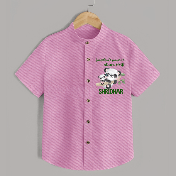 Grandma's Favourite Alarm Clock Shirt | Custom Baby Shirt for Grandma's Favorite - BABY PINK - 0 - 6 Months Old (Chest 23")
