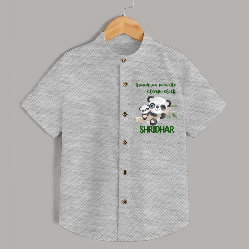 Grandma's Favourite Alarm Clock Shirt | Custom Baby Shirt for Grandma's Favorite - GREY - 0 - 6 Months Old (Chest 23")