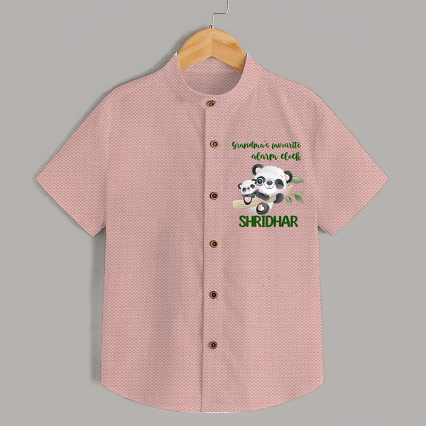 Grandma's Favourite Alarm Clock Shirt | Custom Baby Shirt for Grandma's Favorite - PEACH - 0 - 6 Months Old (Chest 23")