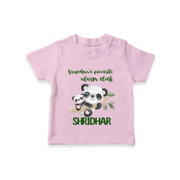 Grandma's Favourite Alarm Clock T-Shirt | Custom Baby T-Shirt for Grandma's Favorite - BABY PINK - 0-5 Months Old (Chest 17")