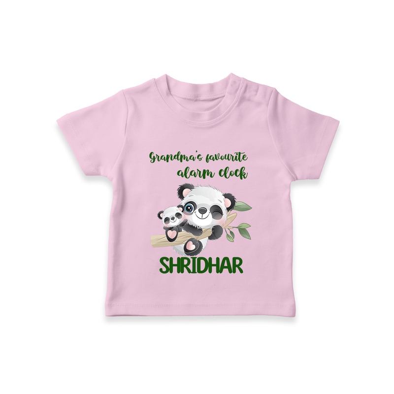 Grandma's Favourite Alarm Clock T-Shirt | Custom Baby T-Shirt for Grandma's Favorite - BABY PINK - 0-5 Months Old (Chest 17")