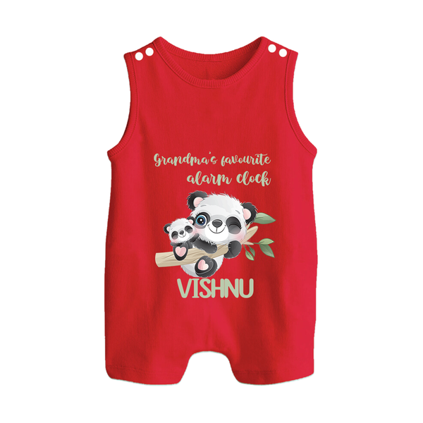 Grandma's Favourite Alarm Clock Romper Suit / Sleeveless Romper | Custom Baby Romper Suit / Sleeveless Romper for Grandma's Favorite - RED - 0 - 5 Months Old (Chest 18")