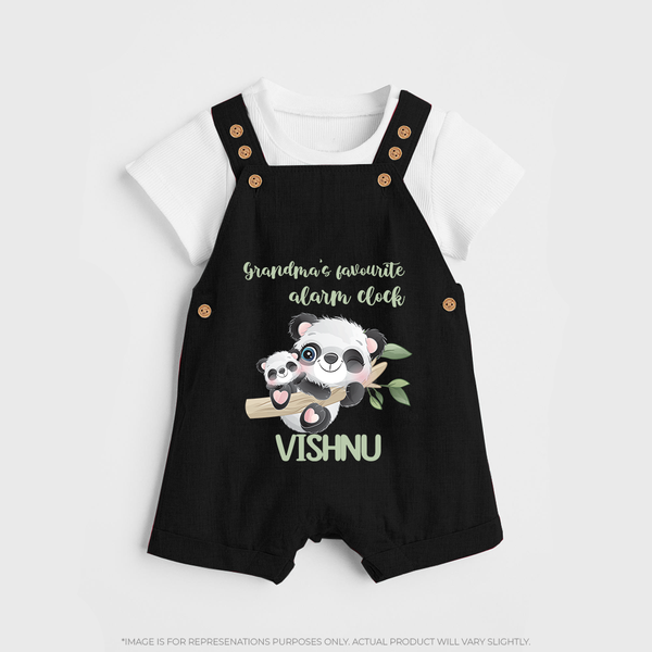 Grandma's Favourite Alarm Clock Dungaree Set | Custom Baby Dungaree Set for Grandma's Favorite - BLACK - 0 - 5 Months Old (Chest 18")