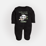Grandma's Favourite Alarm Clock Sleep Suit / Full Sleeve Body Suit | Custom Baby Sleep Suit / Full Sleeve Body Suit for Grandma's Favorite - BLACK - New Born (Chest 7.5")