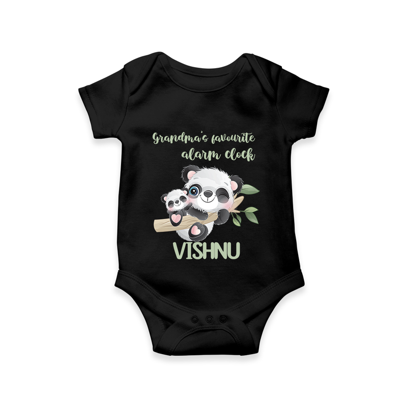 Grandma's Favourite Alarm Clock Romper / Onesie | Custom Baby Romper / Onesie for Grandma's Favorite - BLACK - New Born (Chest 14")