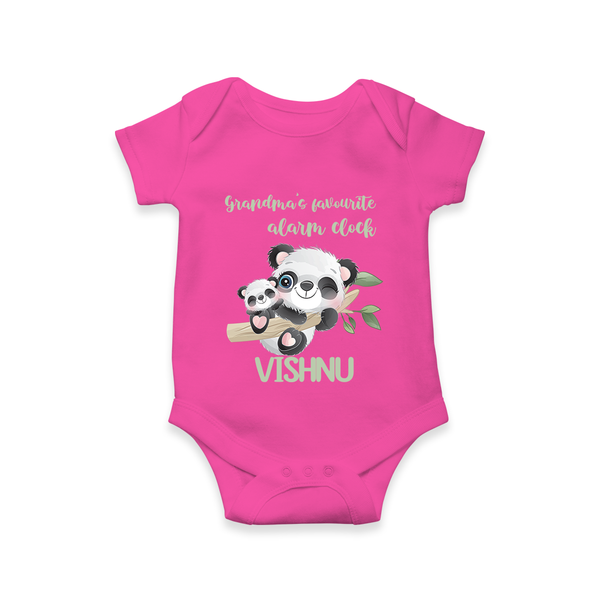 Grandma's Favourite Alarm Clock Romper / Onesie | Custom Baby Romper / Onesie for Grandma's Favorite - HOT PINK - New Born (Chest 14")