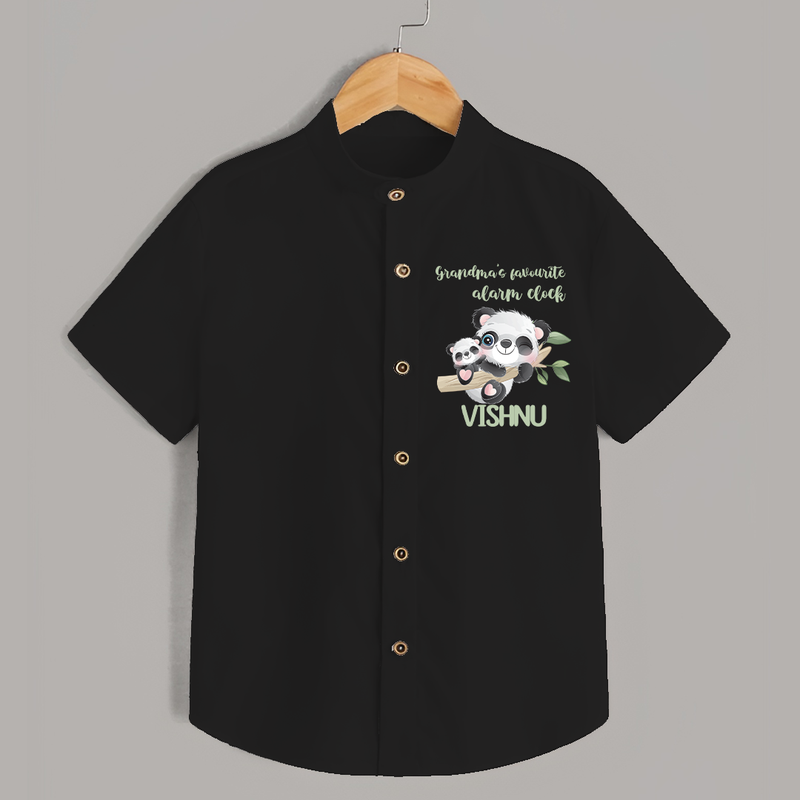 Grandma's Favourite Alarm Clock Shirt | Custom Baby Shirt for Grandma's Favorite - BLACK - 0 - 6 Months Old (Chest 23")