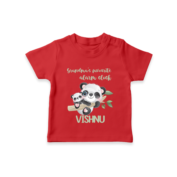 Grandma's Favourite Alarm Clock T-Shirt | Custom Baby T-Shirt for Grandma's Favorite - RED - 0-5 Months Old (Chest 17")