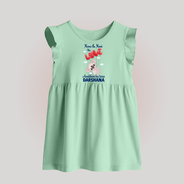 Nana Nani Ke Aankhon Ka Tara Baby Frock | Personalized Baby Frock for Nana and Nani's Jewel - MINT GREEN - 0 - 3 Months Old (Chest 17")