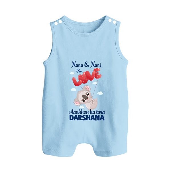 Nana Nani Ke Aankhon Ka Tara Romper Suit / Sleeveless Romper | Personalized Baby Romper Suit / Sleeveless Romper for Nana and Nani's Jewel - BABY BLUE - 0 - 5 Months Old (Chest 18")