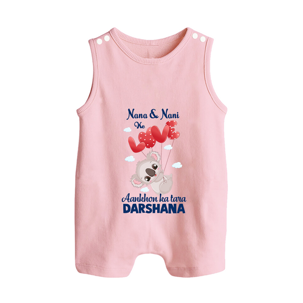 Nana Nani Ke Aankhon Ka Tara Romper Suit / Sleeveless Romper | Personalized Baby Romper Suit / Sleeveless Romper for Nana and Nani's Jewel - BABY PINK - 0 - 5 Months Old (Chest 18")