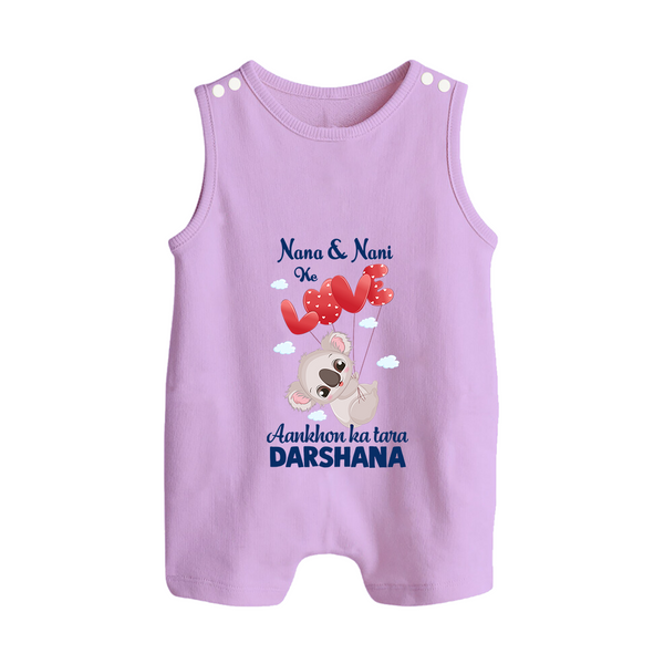 Nana Nani Ke Aankhon Ka Tara Romper Suit / Sleeveless Romper | Personalized Baby Romper Suit / Sleeveless Romper for Nana and Nani's Jewel - LILAC - 0 - 5 Months Old (Chest 18")