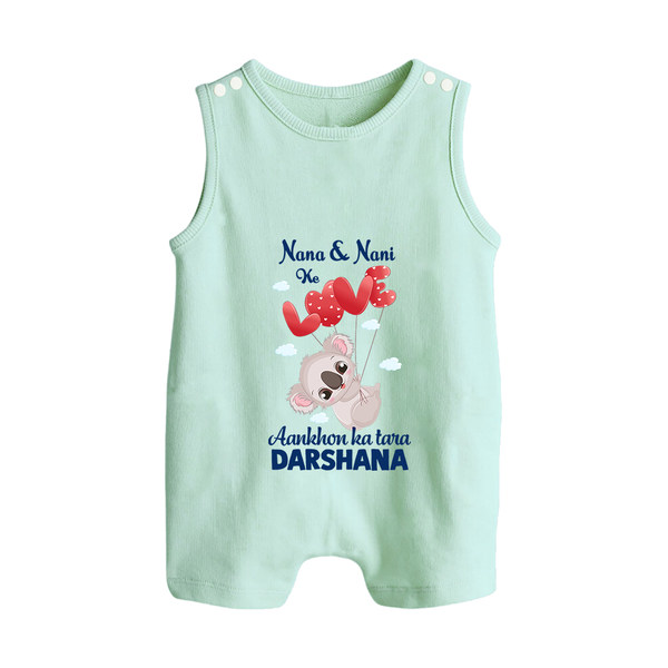 Nana Nani Ke Aankhon Ka Tara Romper Suit / Sleeveless Romper | Personalized Baby Romper Suit / Sleeveless Romper for Nana and Nani's Jewel - MINT GREEN - 0 - 5 Months Old (Chest 18")