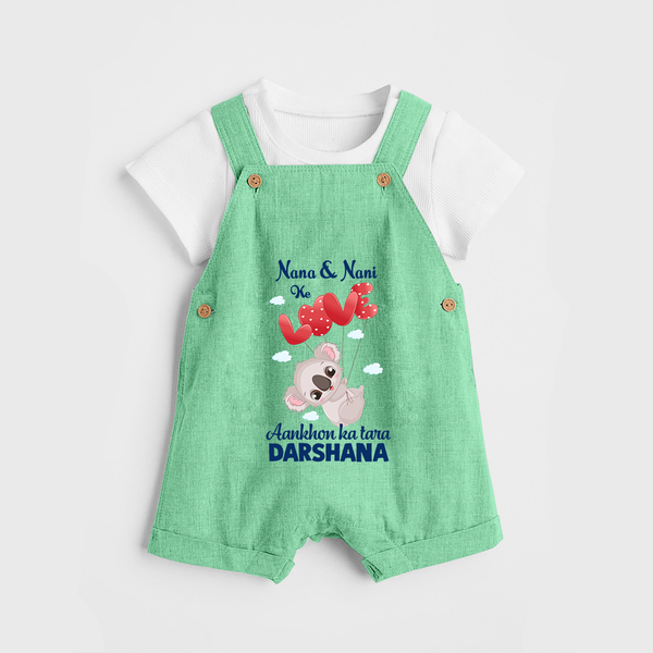 Nana Nani Ke Aankhon Ka Tara Dungaree Set | Personalized Baby Dungaree Set for Nana and Nani's Jewel - GREEN - 0 - 5 Months Old (Chest 18")