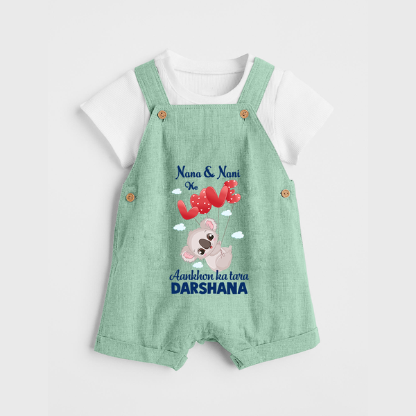 Nana Nani Ke Aankhon Ka Tara Dungaree Set | Personalized Baby Dungaree Set for Nana and Nani's Jewel - MINT GREEN - 0 - 5 Months Old (Chest 18")
