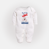 Nana Nani Ke Aankhon Ka Tara Sleep Suit / Full Sleeve Body Suit | Personalized Baby Sleep Suit / Full Sleeve Body Suit for Nana and Nani's Jewel - WHITE - New Born (Chest 7.5")